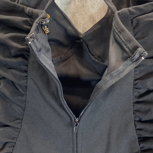 CITY STUDIO Juniors' Black Side Ruched V-Neck Cross Back Bodycon Mini Dress SZ M - Picture 8 of 14